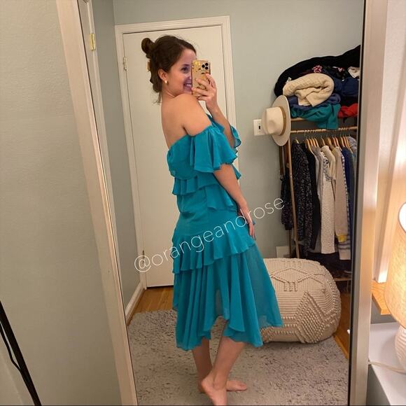 MISA Los Angeles Blue Teal Maxi Dress XS - Picture 3 of 11